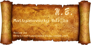 Mattyasovszky Béla névjegykártya